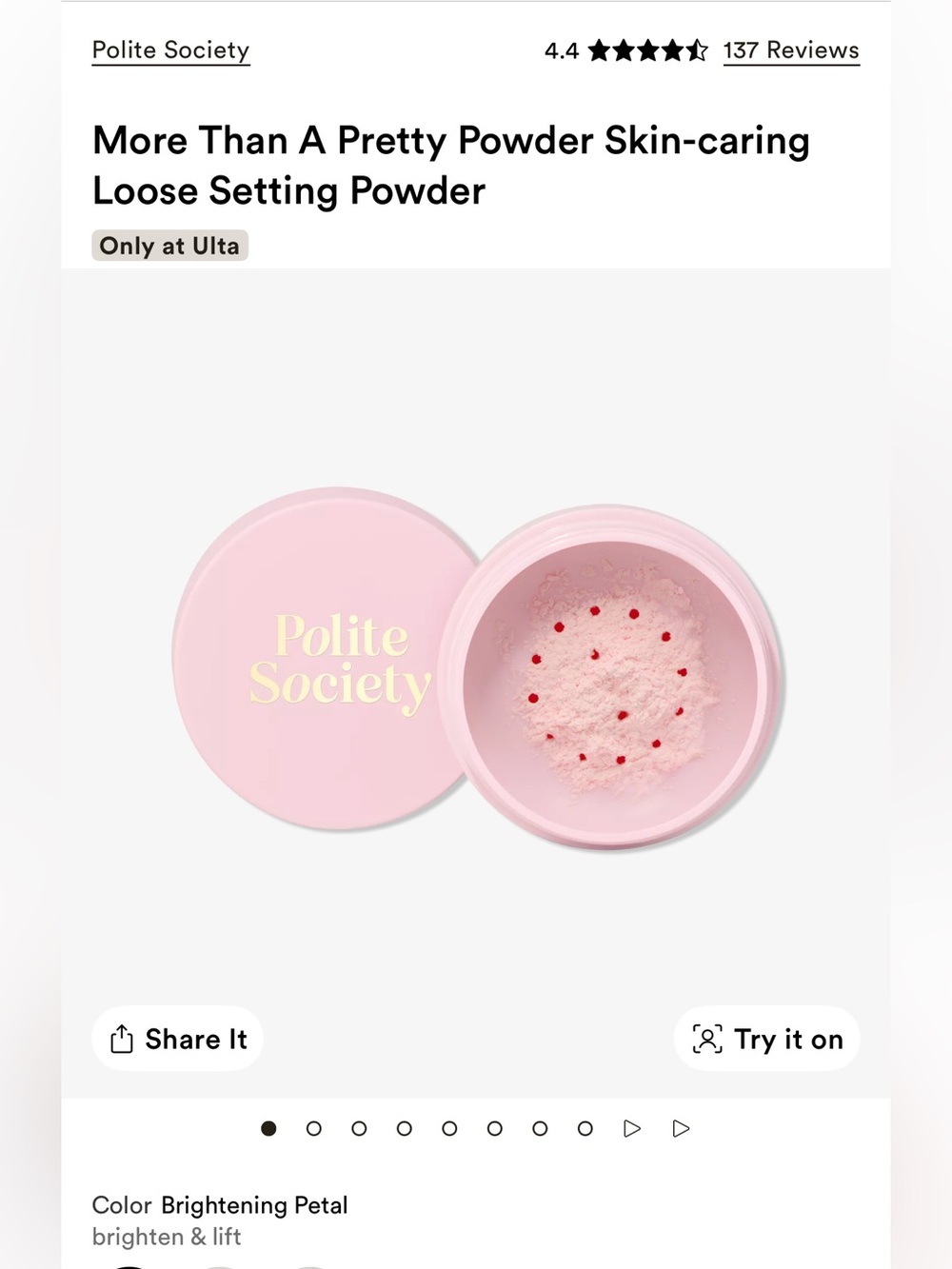Polite Society more Than A Pretty Powder brightening Petal Loose Setting